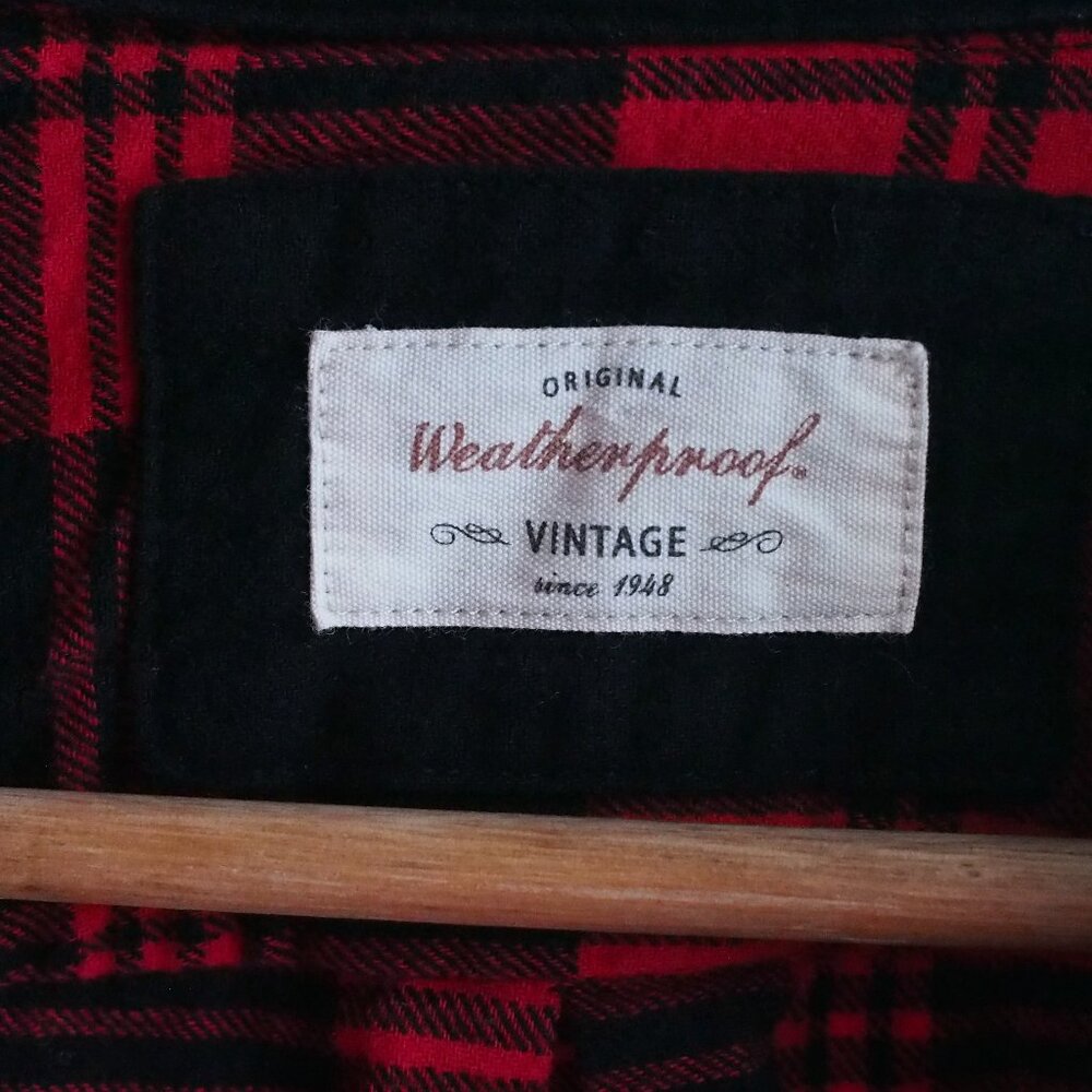 Original Weatherproof Vintage | Plaid Flannel Shirt in Red & Black - Picture 2 of 6